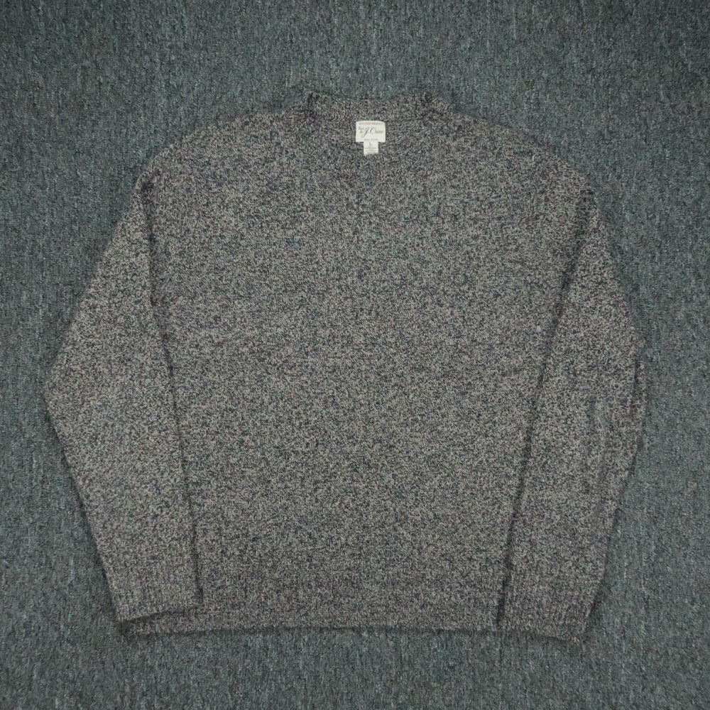 J CREW Sweater Mens Large Gray Marled Rugged Merino Wool Pullover Crewneck